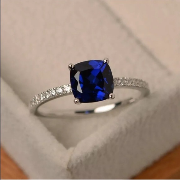 Jewelry - NEW blue sapphire promise everyday ring SZ 6 7 8